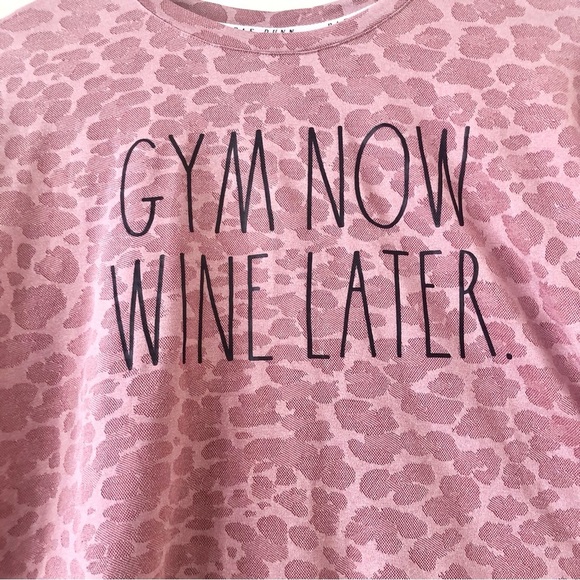 NWT Rae Dunn Pink Leopard Cropped Athletic Long Sleeved Top Size S - Picture 2 of 10